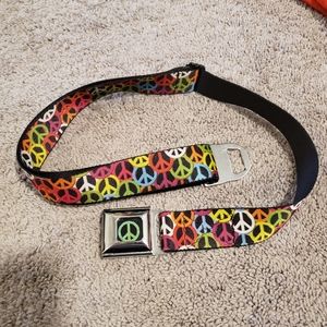 Rainbow Peace Sign Hippie Seat Belt